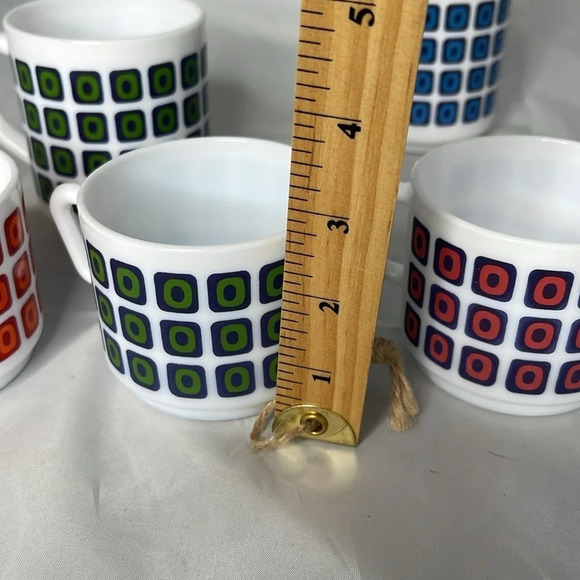 VINTAGE 70’s Arcopal Of France Demitasse Cups Mugs Set of 5 Espresso Tea Coffee - Picture 7 of 9